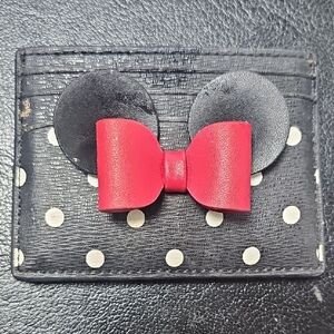 Kate Spade Black and White Polka Dot Card Holder with Red Bow